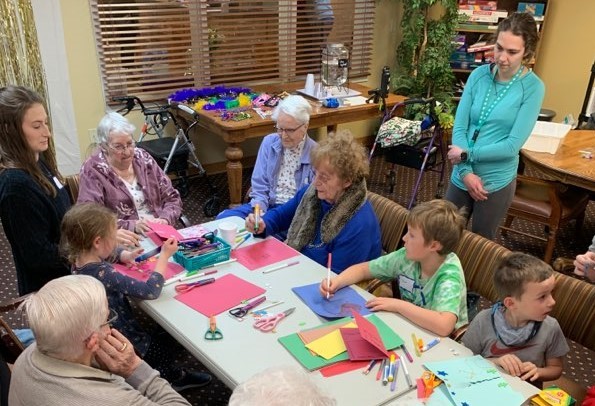 HD 405 students facilitates Intergenerational Programming with Bishop Place residents and the YMCA in February.